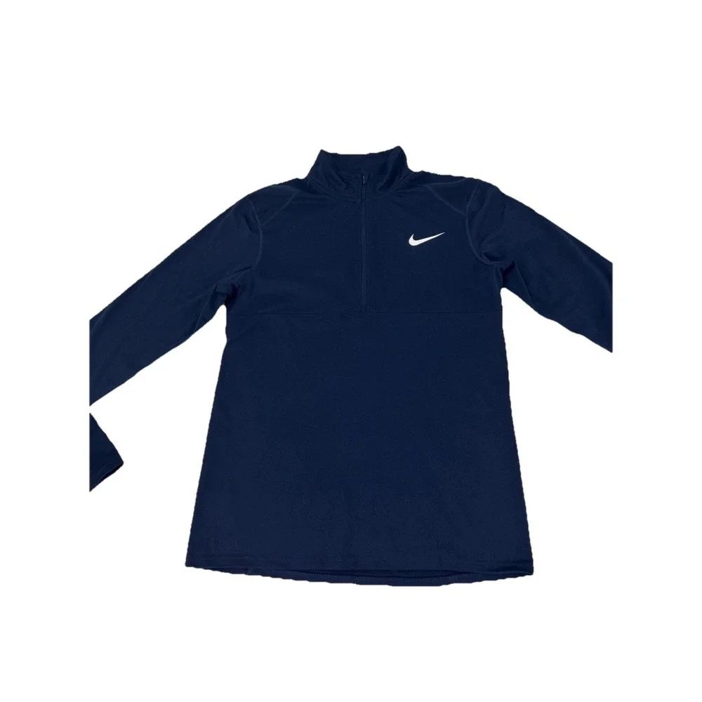 Nike Dri-FIT Womens Navy Blue Quarter Zip Pullover Thumbholes‎ 926270-419 Size S